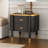 Contemporary 2 Drawers Nightstand With Curved Profile Design, Bedside Table With Metal Feather-Shaped Handles And Exposed Legs, End Table For Living Room And Bedroom, Easy Assembly, Black-1236363429