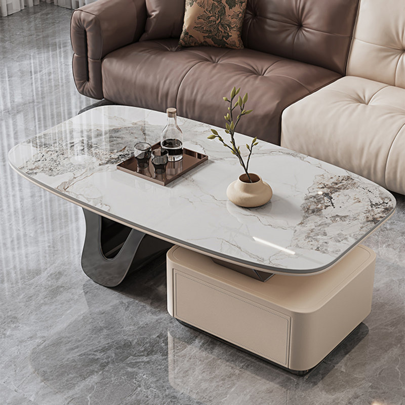 Italian rectangular stone slab coffee table, 16.9" H x 47.2" L x 29.5" W