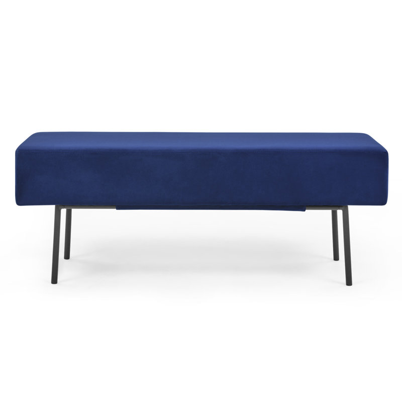 Banc de chambre en velours de style contemporain, bleu (45 po x 13 po x 17 po)