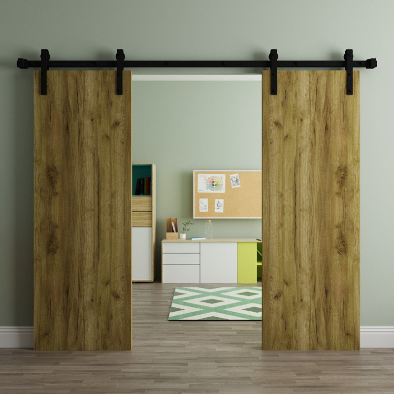 Porte de grange moderne - ESSENTIEL 8001 - Ensemble de quincaillerie lourde sur rail 6,6 pi - Portes intérieures à panneau plein