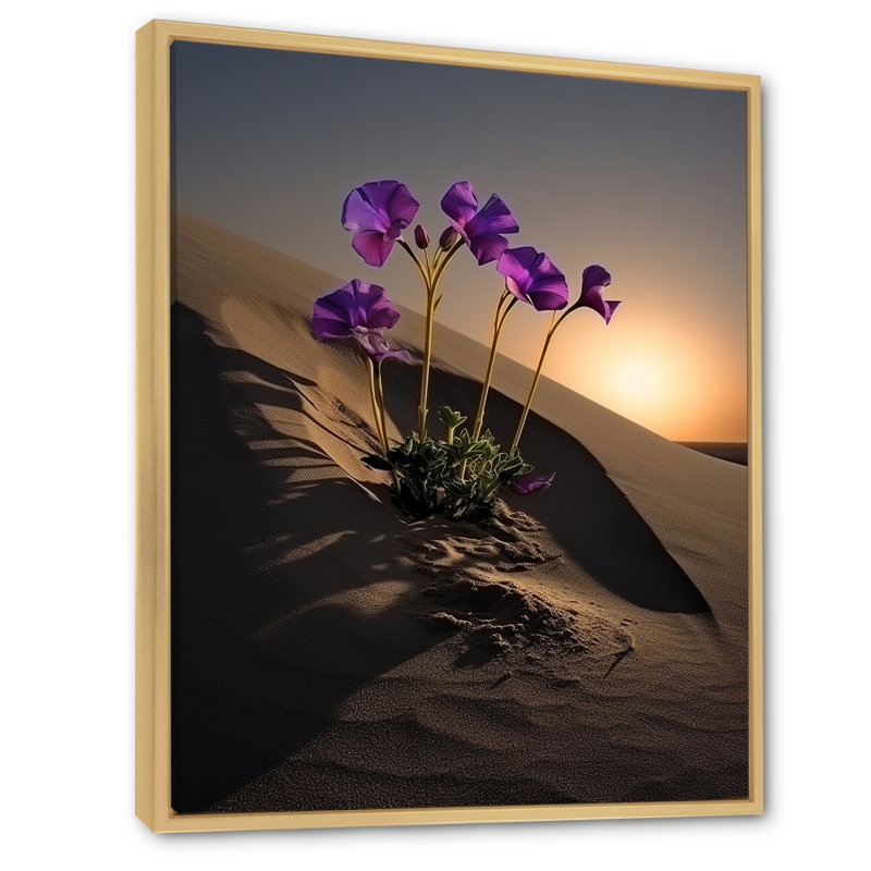 Violettes sur la plage sur toile, H 32 po x l 24 po x P 1 po, Cadre naturel flottant