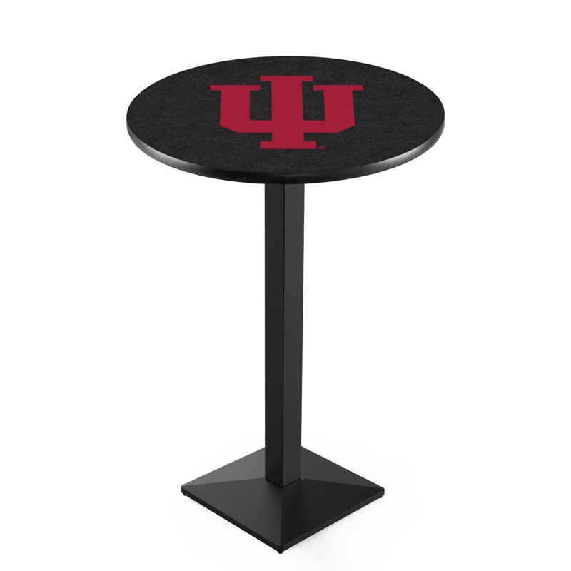 Round Metal Base Dining Table, Black Wrinkle, Washington State University