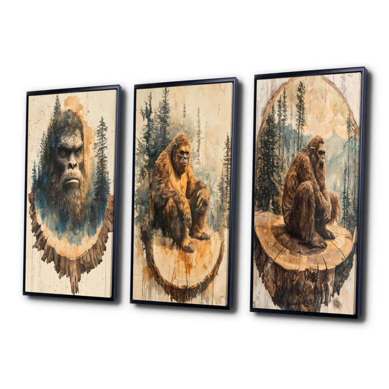 Gnome en bois dans un paysage de forêt I - Collection d'impressions sur toile Bigfoot, H 40 po x l 60 po, Noir