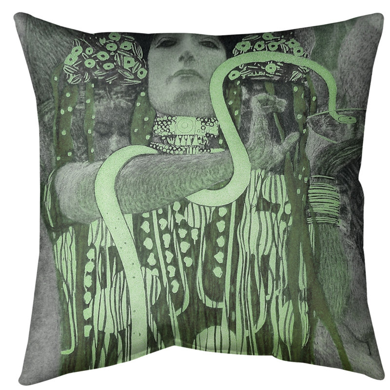 Coussin Gustav Klimt Hygeia, 28 po x 28 po, Vert