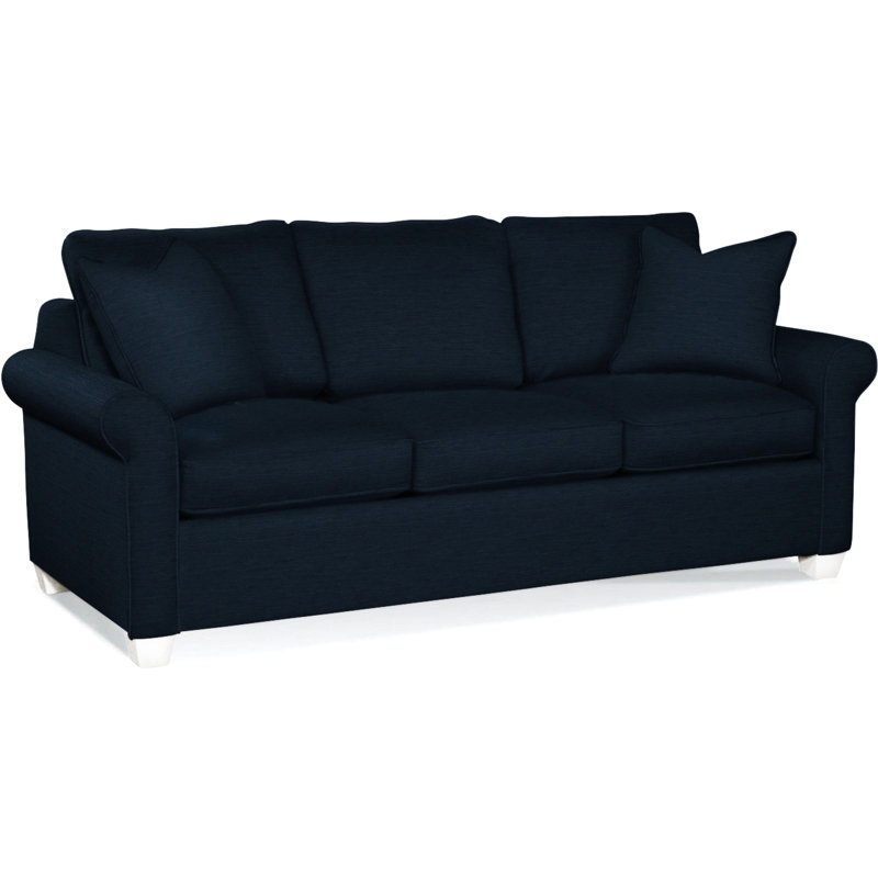 Park Lane Upholstered 81'' Sofa, Frost White Finish, Pearl Stripe, 0206-85
