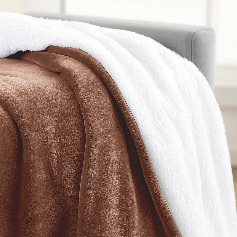 Sherpa Fleece Fur Thick Reversible Blanket Throw, 130cm x 150cm, Emerald