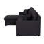 Canapé-lit modulaire réversible en tissu de lin noir de 82 po avec méridienne de rangement