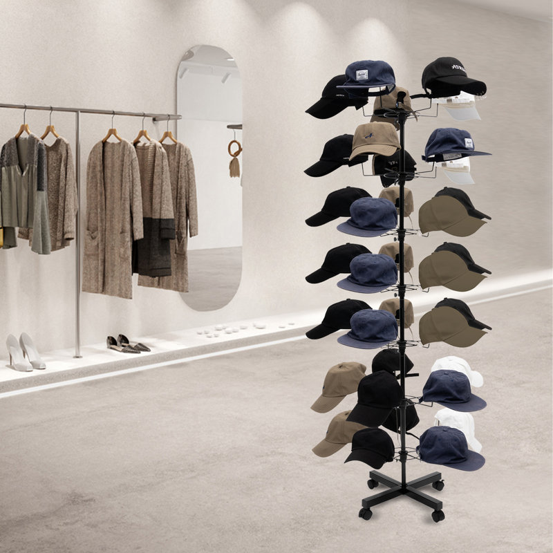 Aulbree 7-layer Rotatable Hat Display Stand, Black