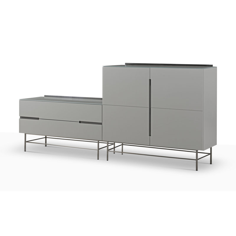Nicholls 220cm Sideboard, Grey/Dark Chrome