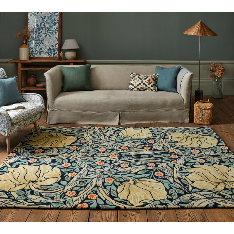 Handmade Wool Floral Area Rug, Rectangle 9' x 12'