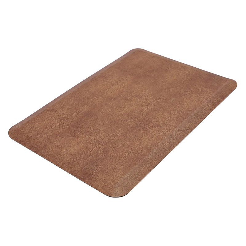 Happy Feet Leather Anti-Fatigue Non-Skid Kitchen Mat, Rectangle 1'10" x 2'8", Brown/Orange