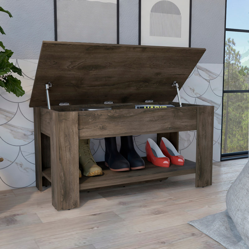 Table de rangement, quatre pieds, tablette inférieure, Brun