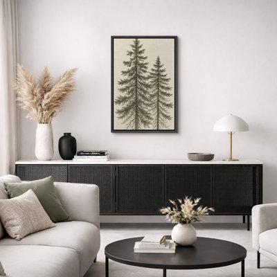 Tall Pine Trees Classic Botanical Nature Art – Pictures Framed Canvas Print Wall Art