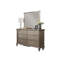 Commode 6 tiroirs argent antique avec miroir, fabrication en bois massif et en placage, mobilier de chambre contemporain