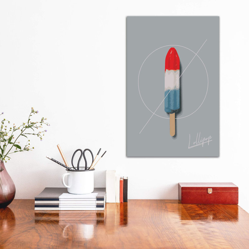 Lollipop Summer - impression d'art graphique, H 12 po x l 8 po x P 0,75 po, Toile tendue, Pas de tapis