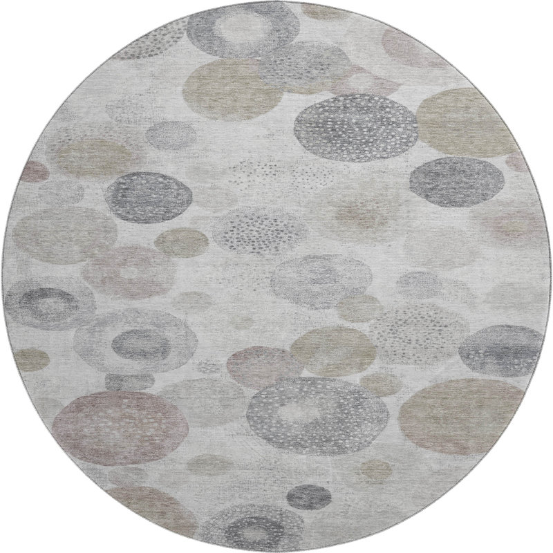 Premium Machine Washable Jakiyra AMF1896 Geometric Rug, Round 8'