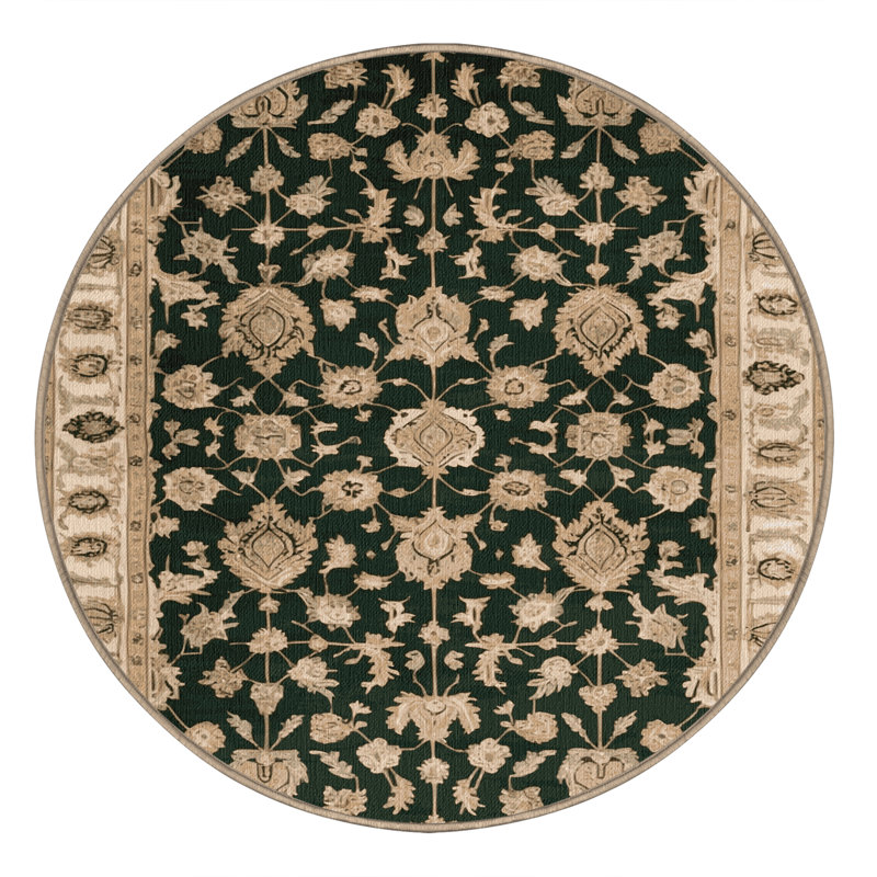 Machine Washable Persian Brown Area Rug, Round 7'