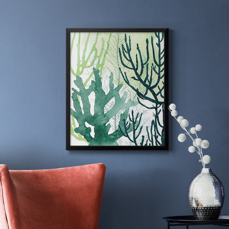Toile encadrée texturée Coral I de qualité supérieure - prête à être accrochée, Noir, H 24 po x l 20 po