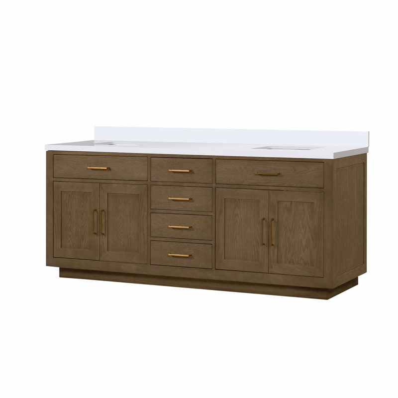 Meuble-lavabo double 84 po X P 22 po D, avec plateau en marbre de culture