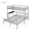 Lit superposé simple au-dessus d'un lit double en métal avec bureau, échelle et lattes de qualité pour la chambre à coucher, argent métallique