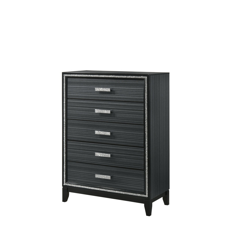 Haiden Weathered Black Finish Chest, Black