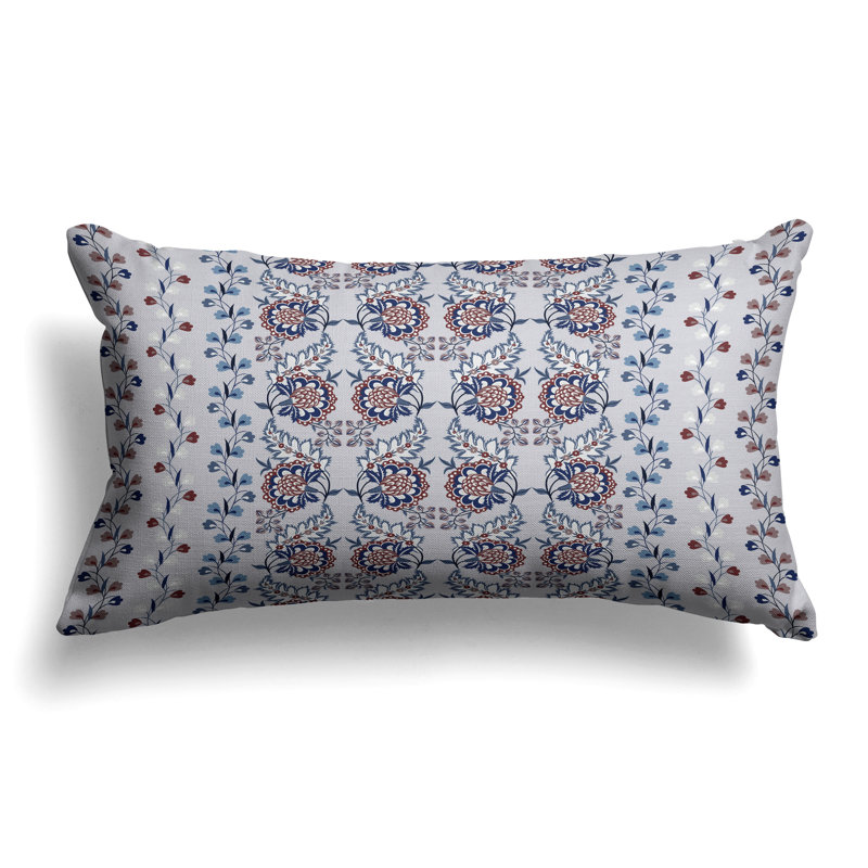 Botanical Bouquet  Rectangular Throw Pillow, Blue/Gray