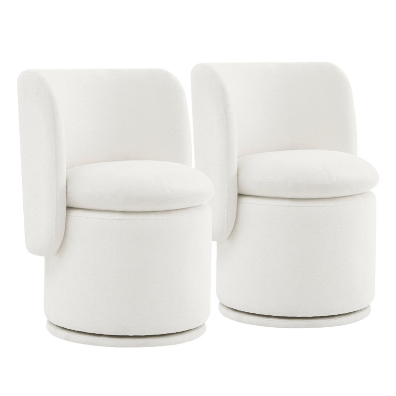 Fauteuil demi-tonneau pivotant Adrielle, Lin ivoire Elite