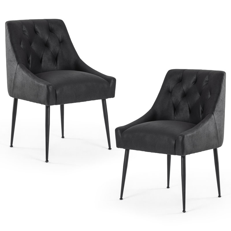 Dining Chairs (Set of 4) Mid Century Modern Kitchen Chair Comfortable Upholstered Faux Leather Dinner Chairs for Kitchen Dining Room