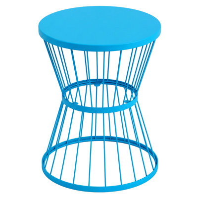 Table d'appoint de patio Outsunny en acier de 40 cm (16 po) avec motif sablier, table d'appoint bleue pour l'extérieur, le jardin et l'intérieur