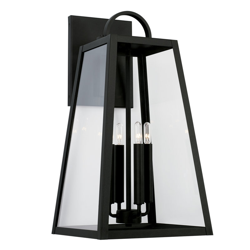 Lanterne murale d'extérieur à 4 ampoules H 23,25 po, Noir
