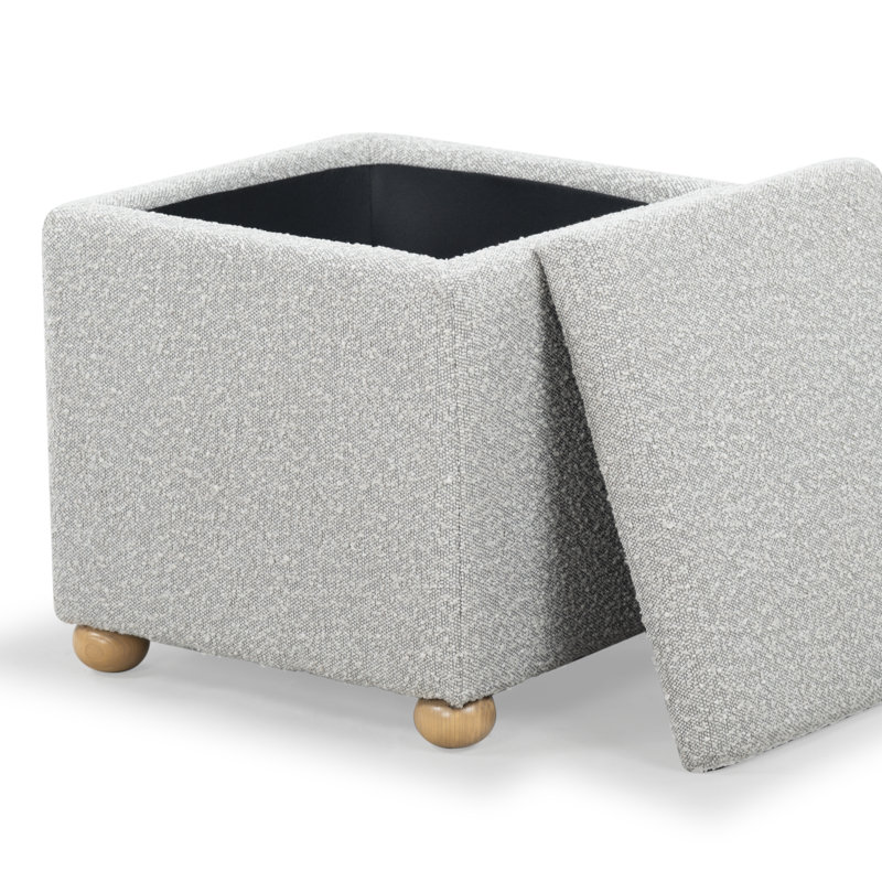 Becka Square Boucle Storage Ottoman, Gray Boucle