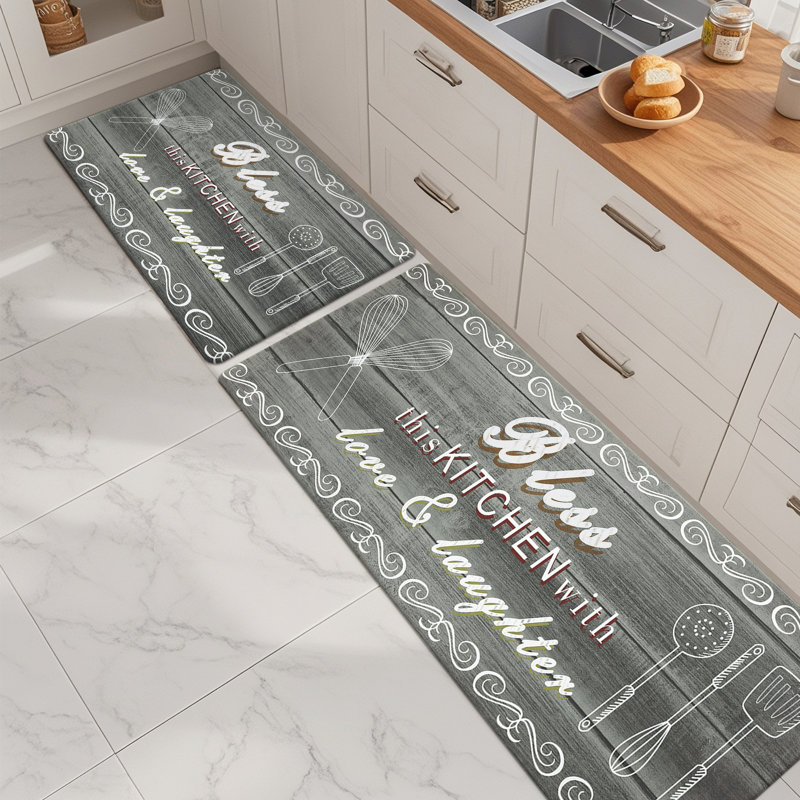 Tapis de cuisine antidérapant et antidérapant (ensemble de 2), Gris, Tapis de couloir 20 po x 31,5 po + 20 po x 59 po