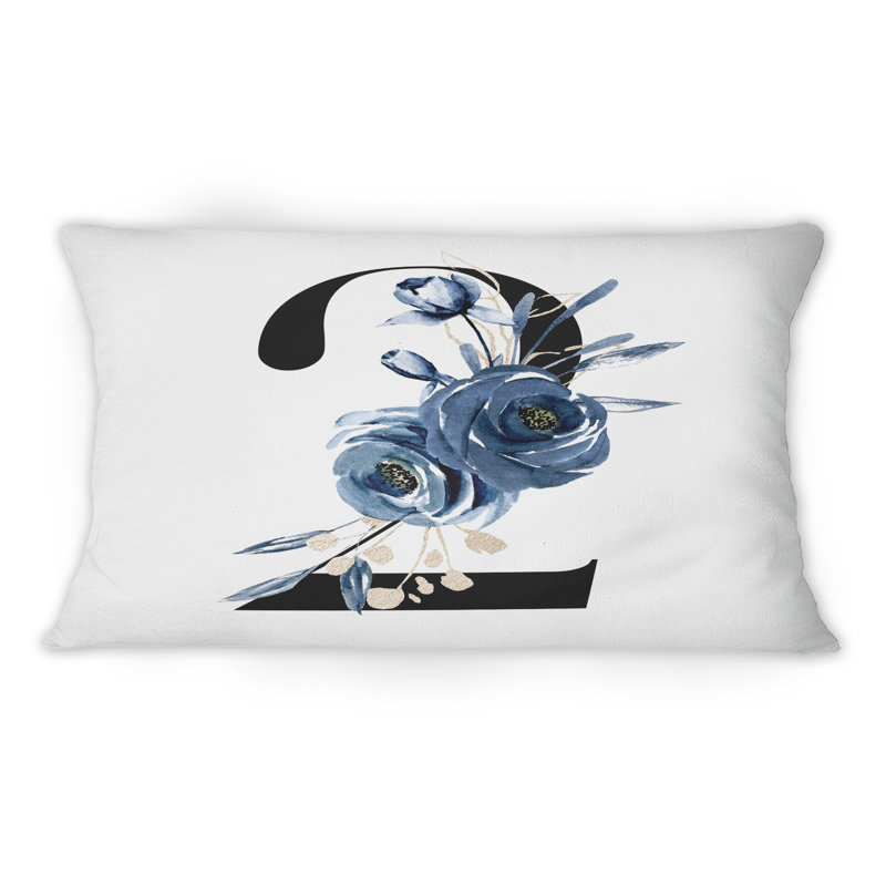 Art floral avec numéro deux II - Coussin décoratif traditionnel imprimé 1