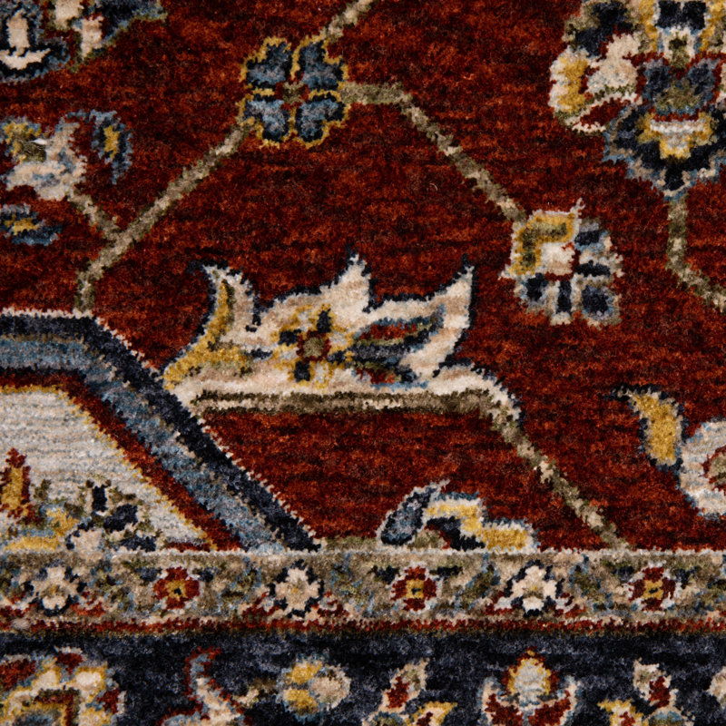 Tapis oriental rouge / bleu Hovis, Tapis de couloir 2 pi 3 po x 7 pi 6 po