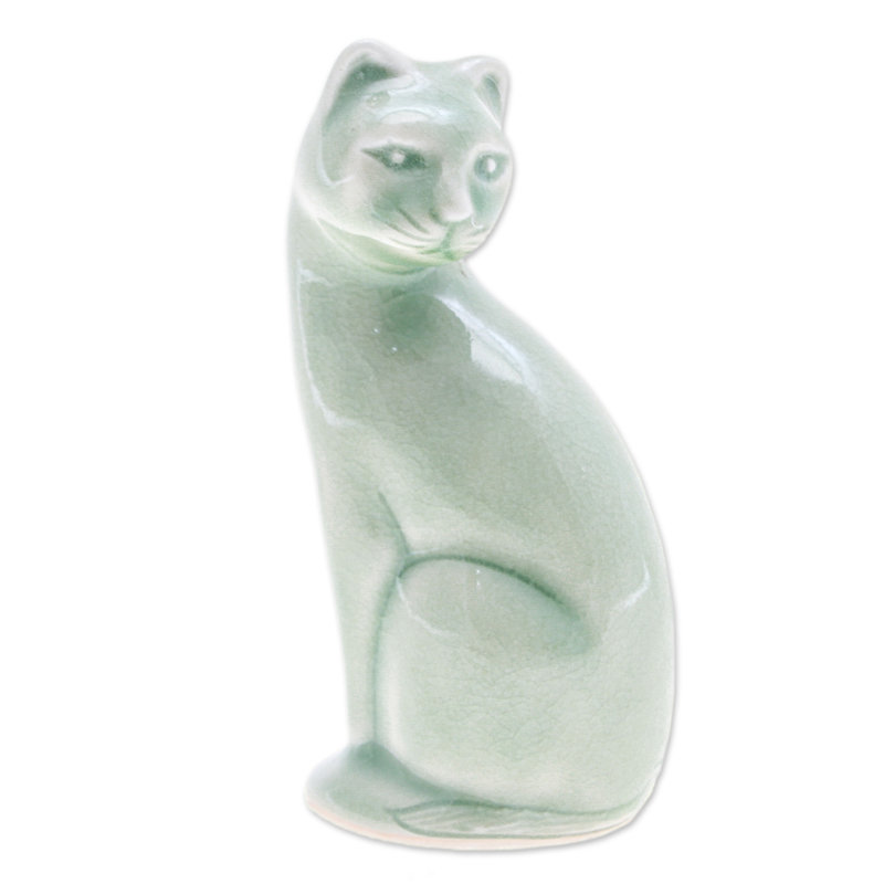 Handmade Ceramic / Porcelain Figurine / Sculpture Decorative Object, Green