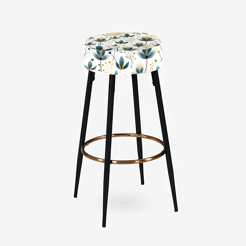 Ensemble de 2 tabourets de bar scandinaves jaune et blanc collage - botanique