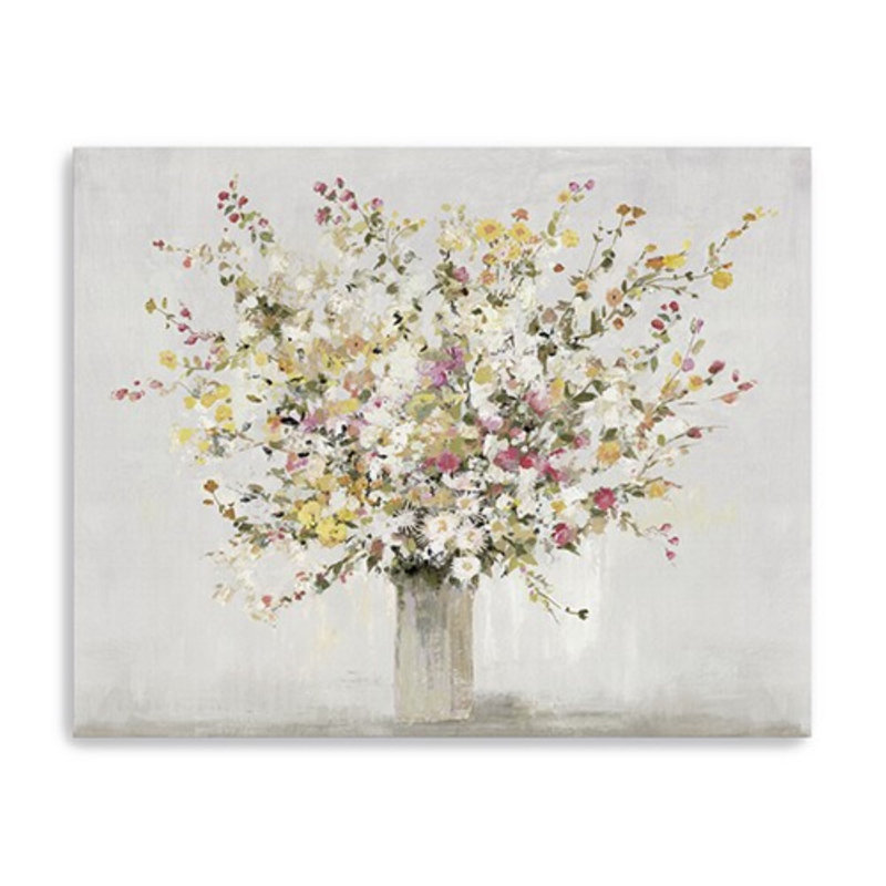 Petites fleurs sauvages colorées dans un vase, art mural