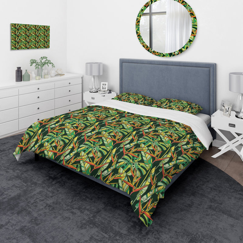 Ensemble de housse de couette tropical, Housse de couette très grand + 2 taies décoratives