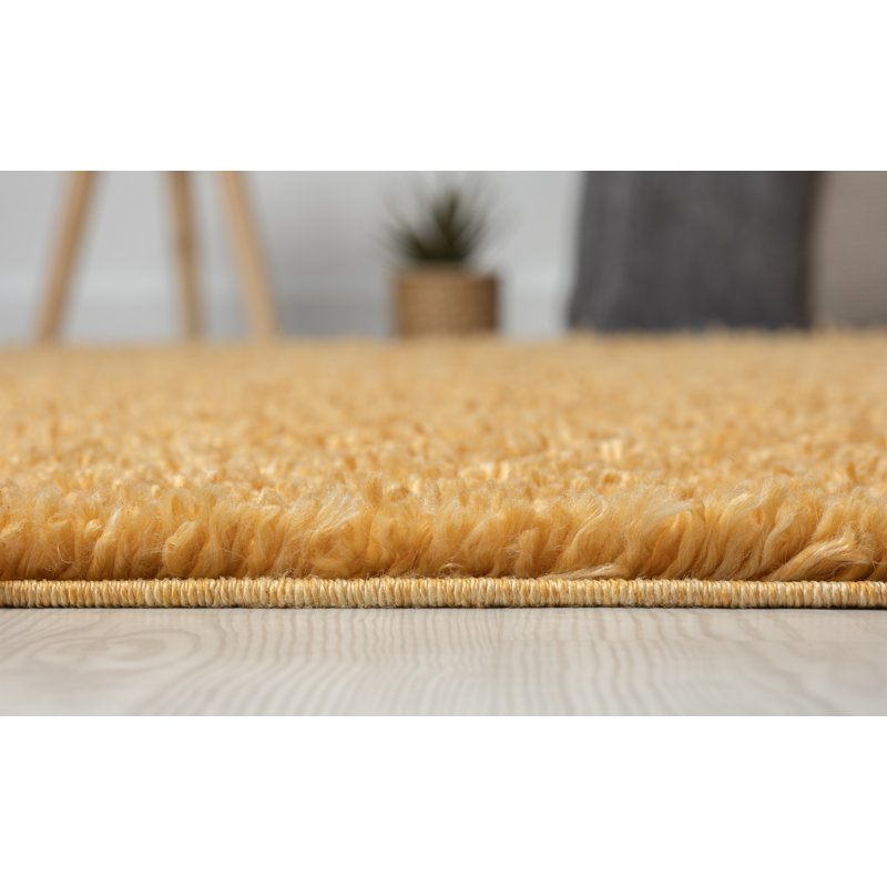 Shaggy Lush Golden Yellow Rug, Rectangular 120 x 180cm
