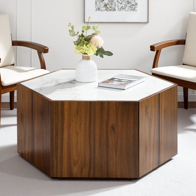 Table basse Hexagonal Rustic, Blanc