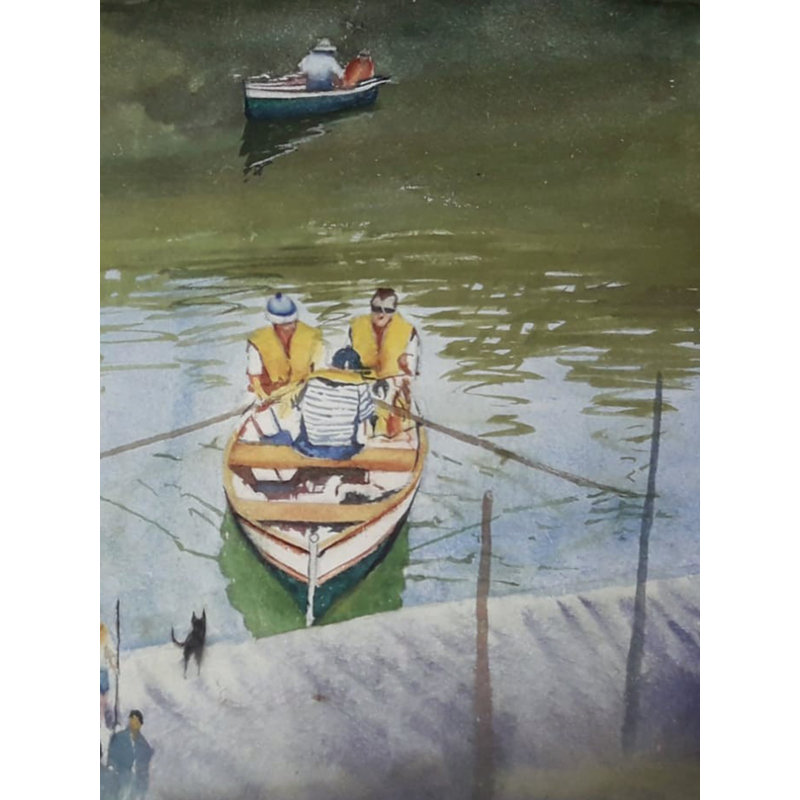 Promenade en bateau sur le lac | Aquarelle sur papier fait à la main | Par Shubham Nath