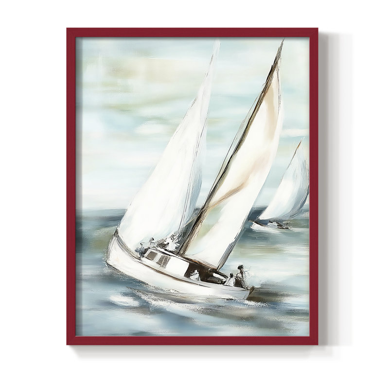 NAUTICAL Series L III, reproduction encadrée - bois massif, H 30 po x l 24 po, Rouge