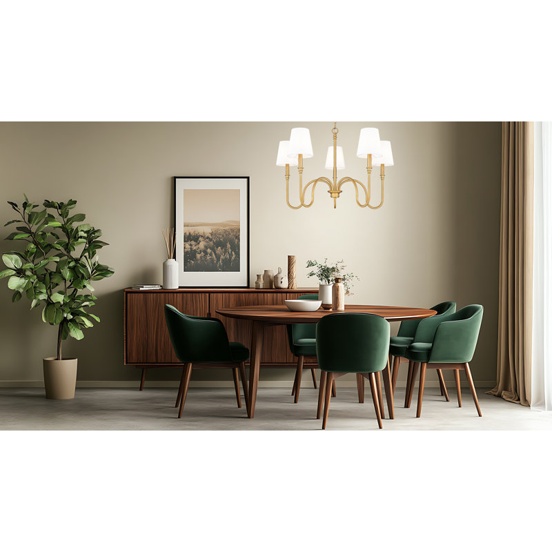 Parham Rubbed Brass 5 Light Chandelier, Rubbed Brass