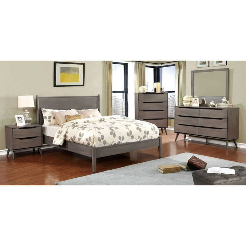 Commode double 6 tiroirs avec Miroir chilhowee, Gris