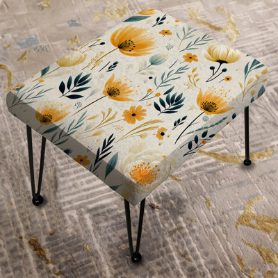 Yellow Garden Floral Serene Blooms - Floral Rectangle Ottoman