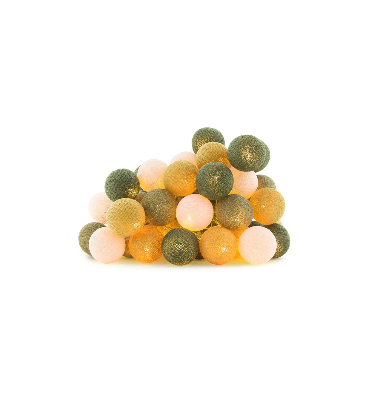 149" Globe String Lights, Yellow/Green/White, 3" H x 290" L x 5" D, 50 Lights