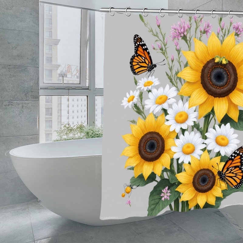 Rideaux de douche tournesol et marguerite, 71 x 71