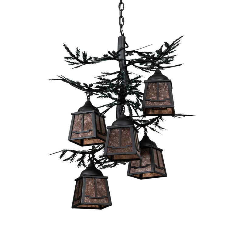 Lustre à 5 lumières en pin 28 po Bertka