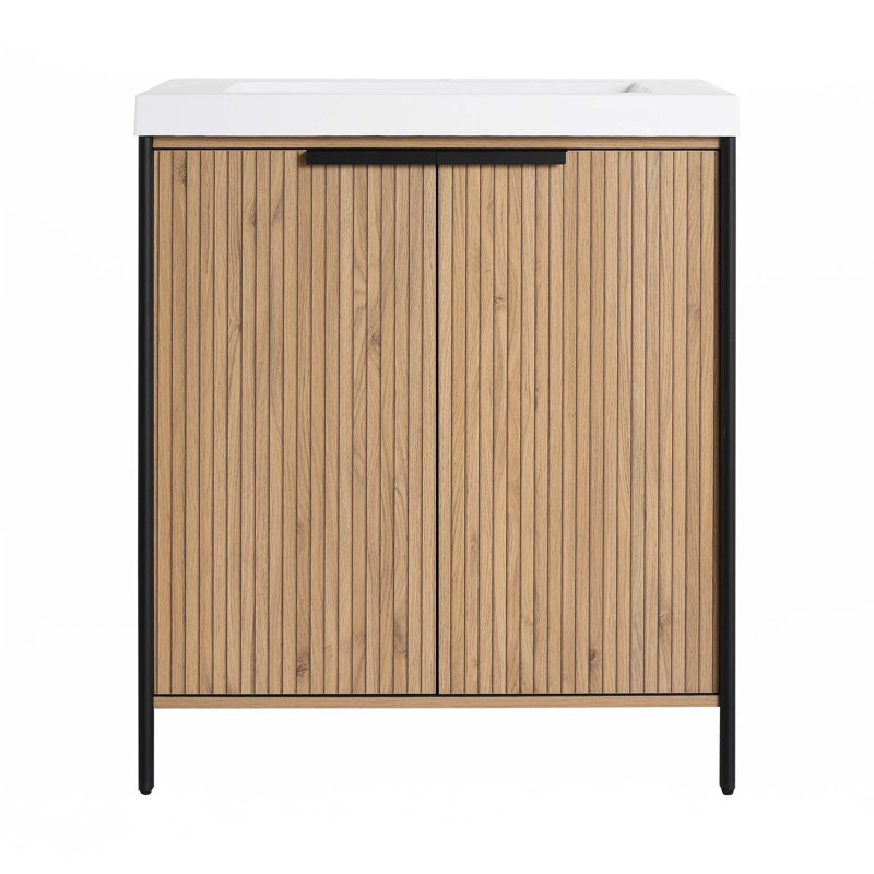 Meuble-lavabo autoportant avec lavabo en résine