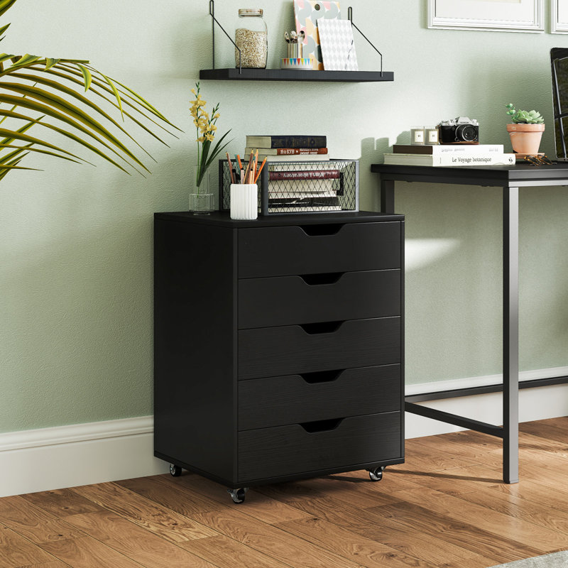 49 cm W 5 -Drawer Filing Cabinet, Black